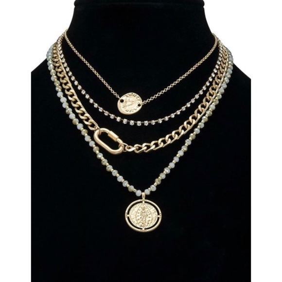 Jewelry - Glass bead and coin latter necklace
